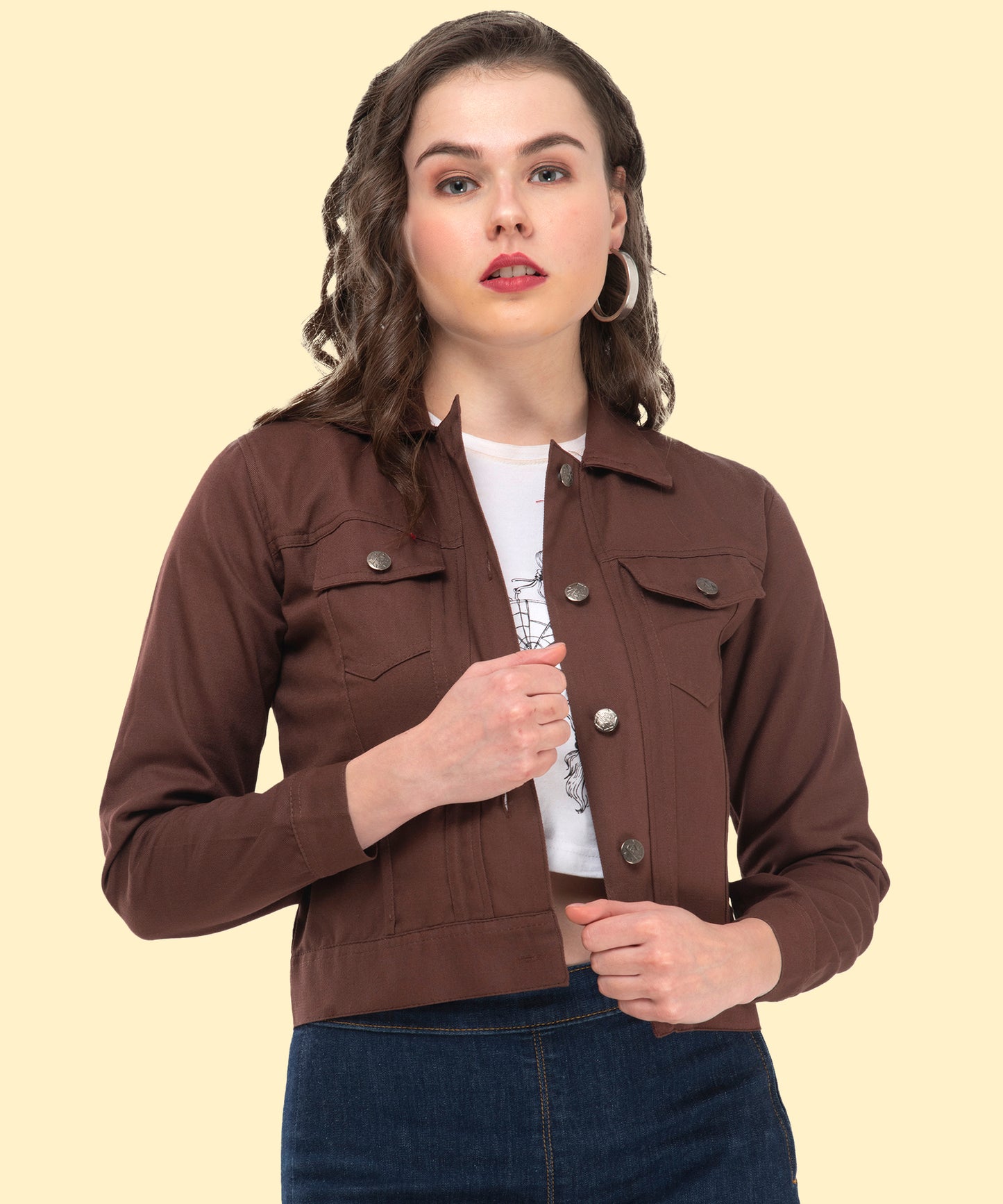 Classic Brown Cropped Jacket – Timeless Elegance with a Modern Edge