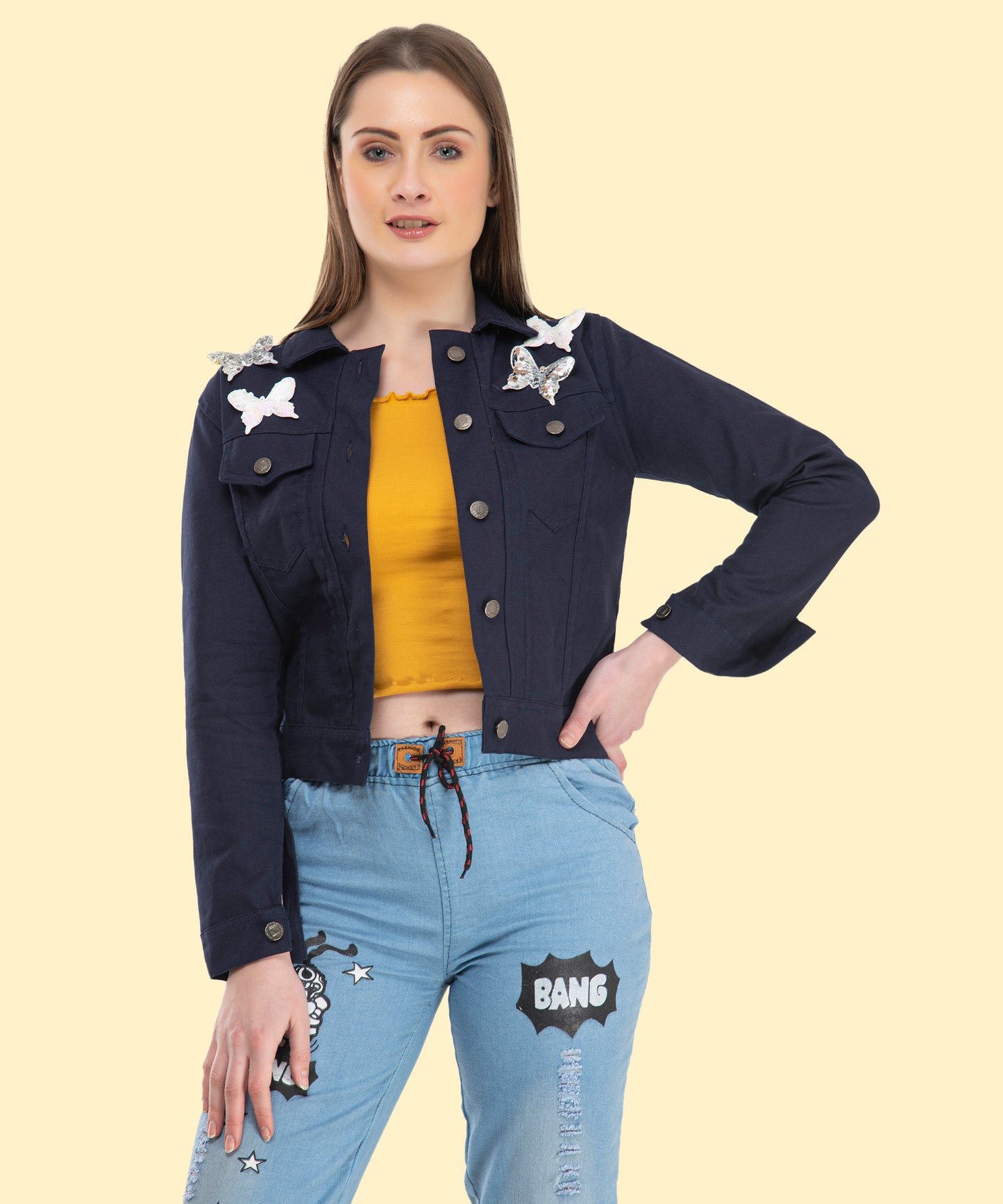 "Add a Touch of Magic with This Butterfly Blue Jacket"