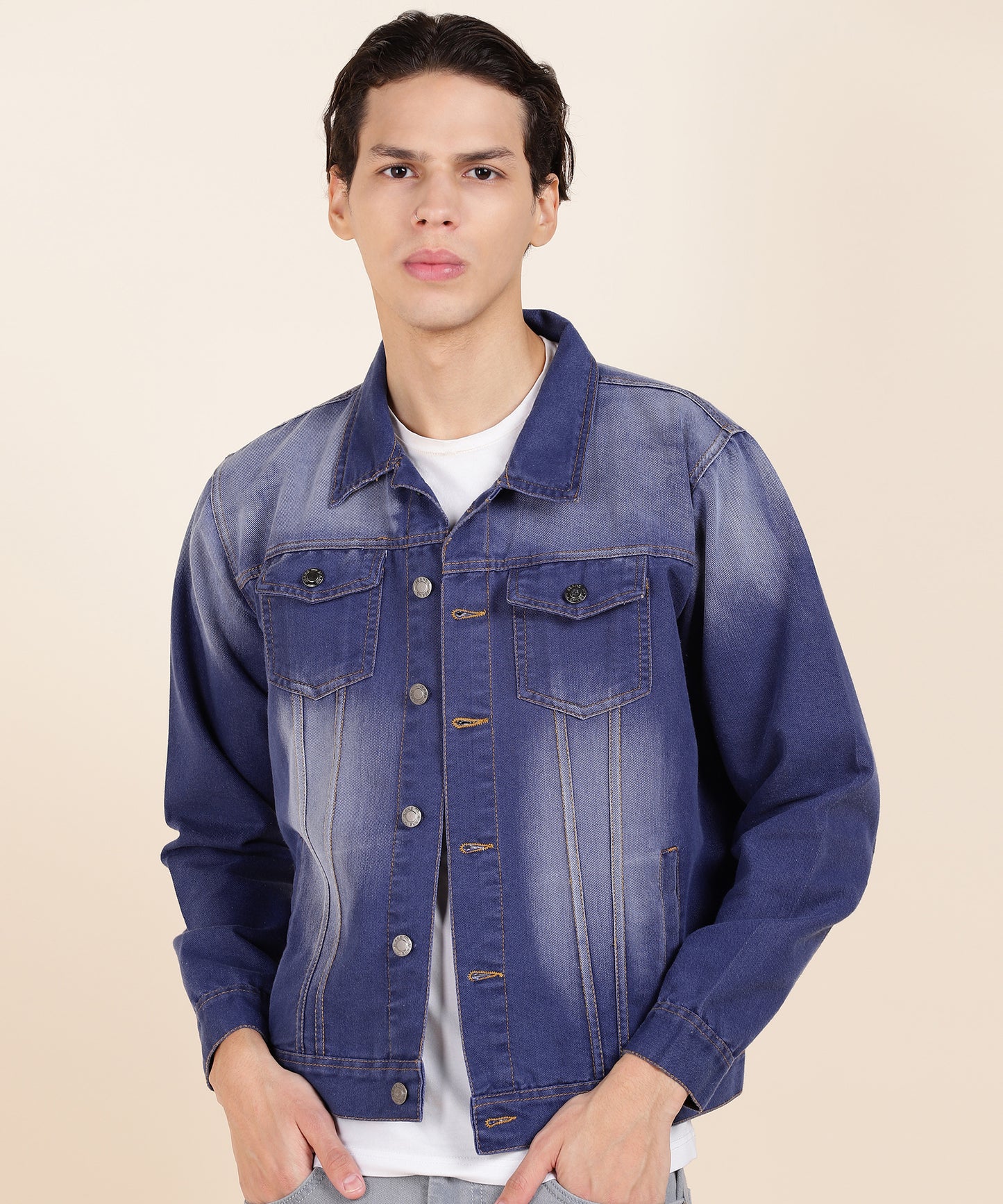 Timeless Dark Blue Washed Denim Jacket for Men