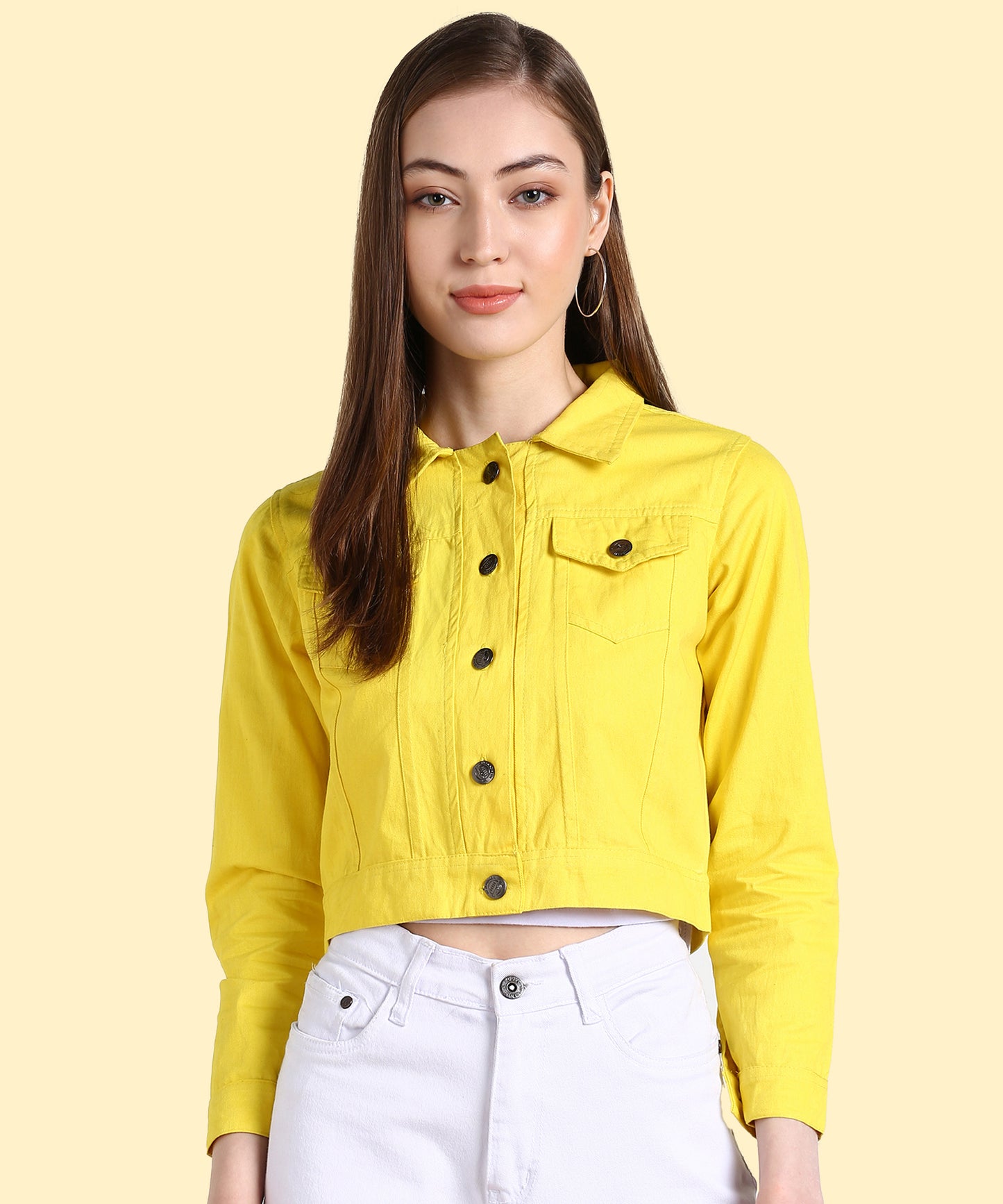 Radiant Radiant Neon Yellow Cropped Jacket for Women