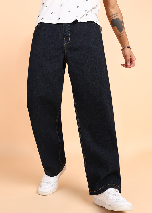 Men's Black Wide-Leg Denim Jeans