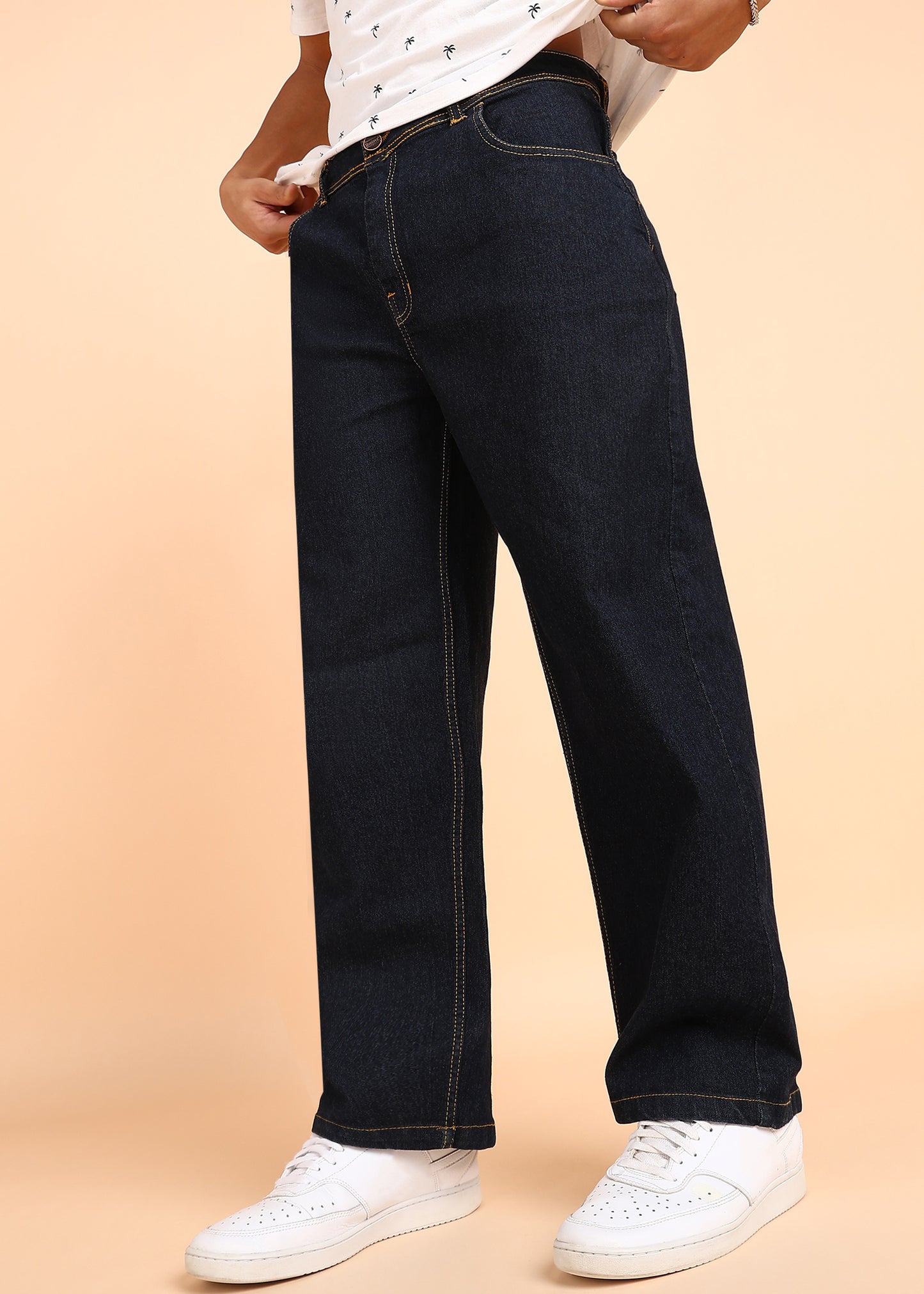 Men's Black Wide-Leg Denim Jeans