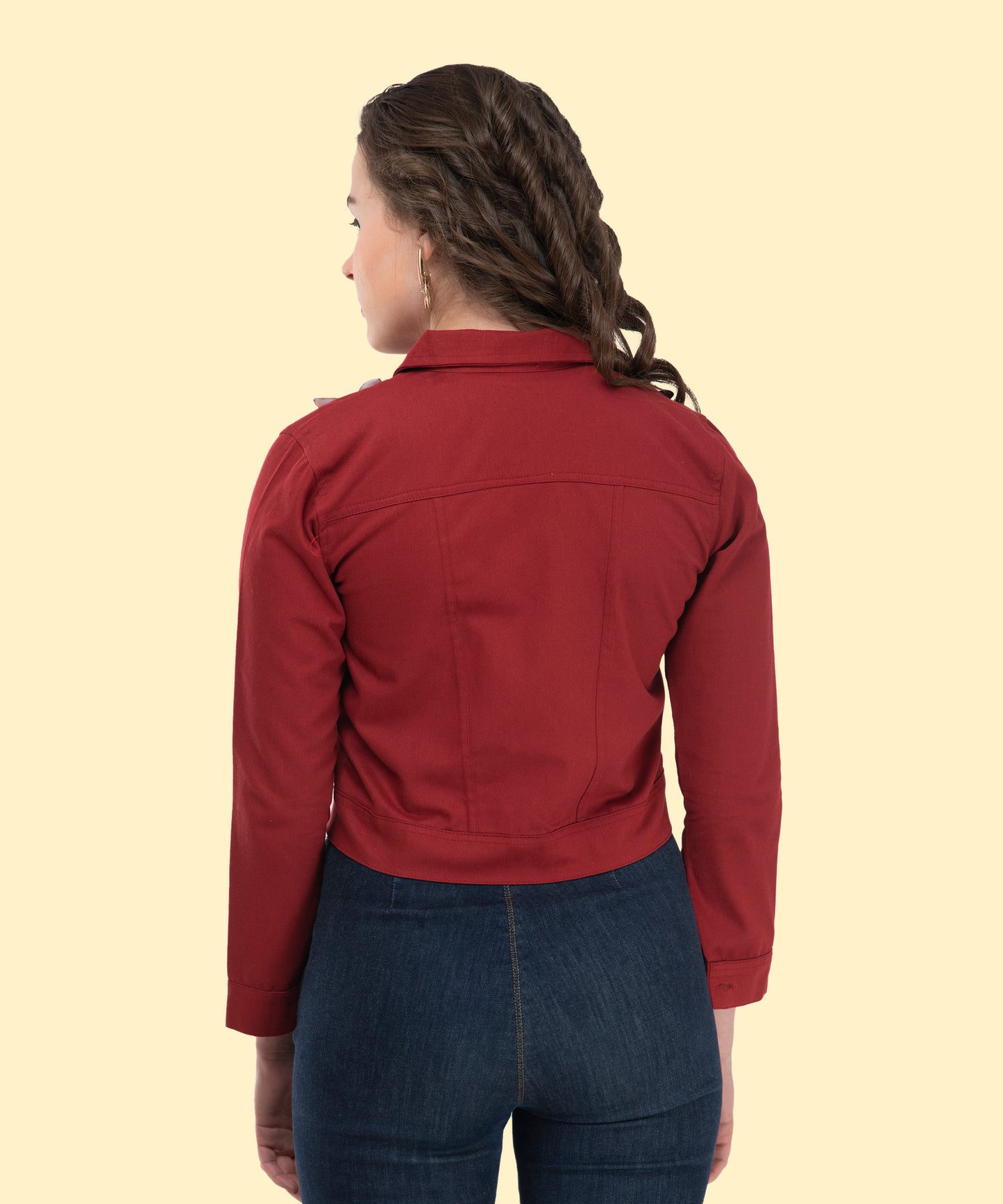 Maroon Butterfly Charm Cropped Jacket – Where Elegance Meets Modern
