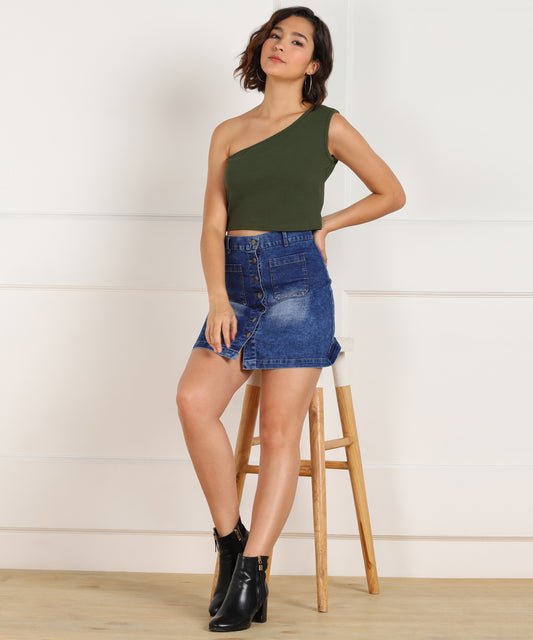 Timeless Blue Weshed Skirt: The Denim Charm