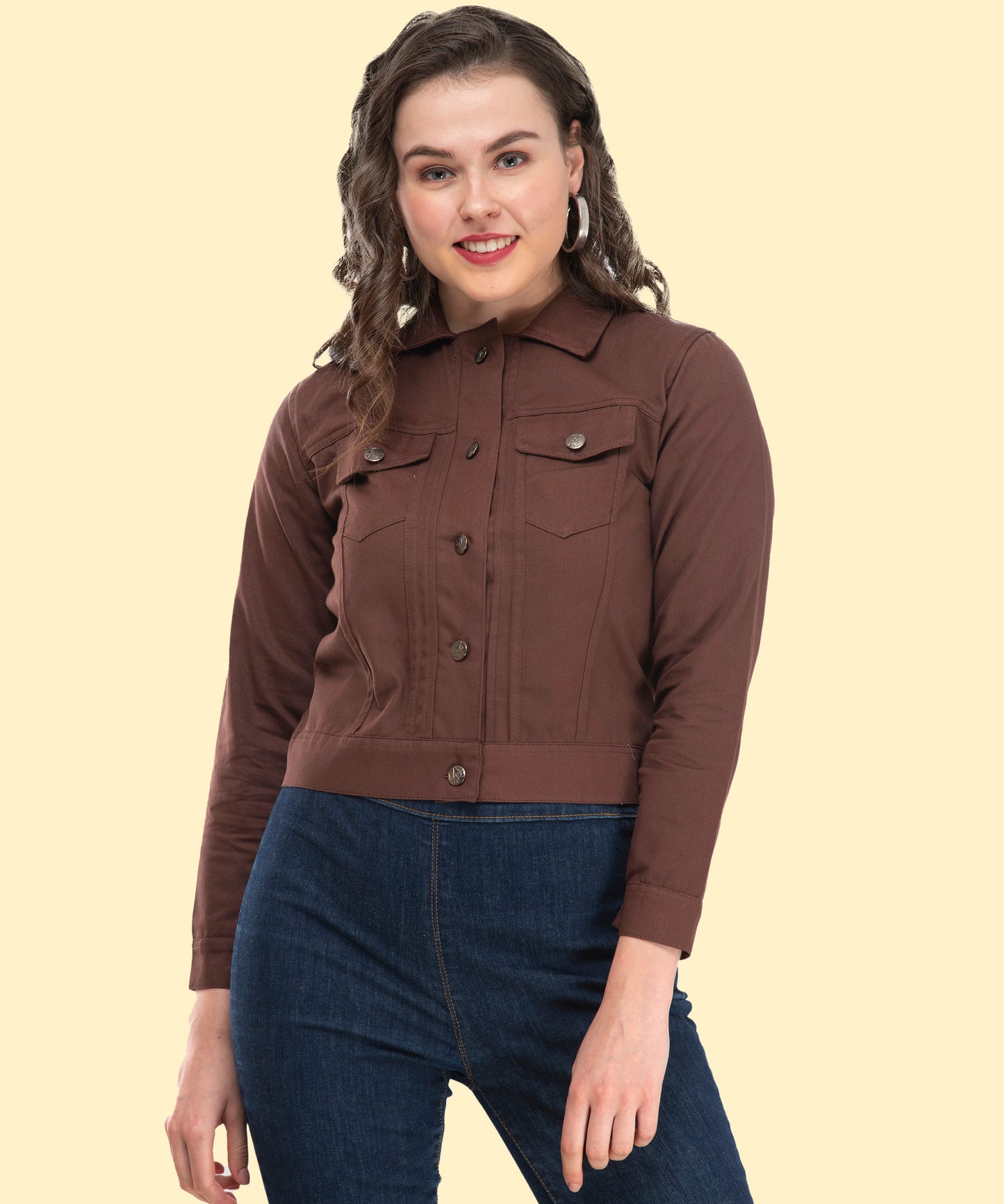 Classic Brown Cropped Jacket – Timeless Elegance with a Modern Edge