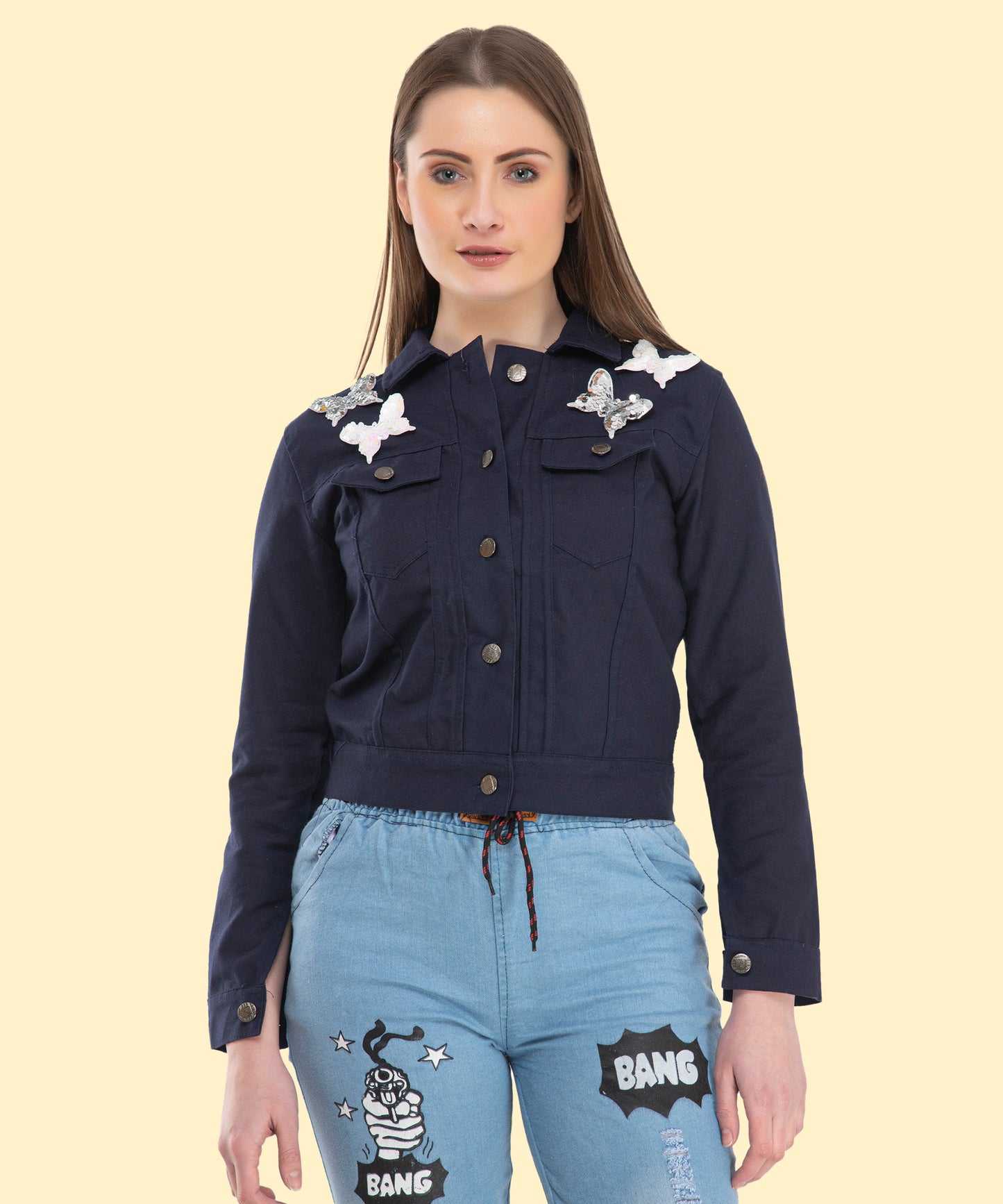 "Add a Touch of Magic with This Butterfly Blue Jacket"