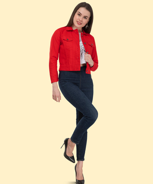 Bold Elegance – Women’s Red Buttoned Jacket