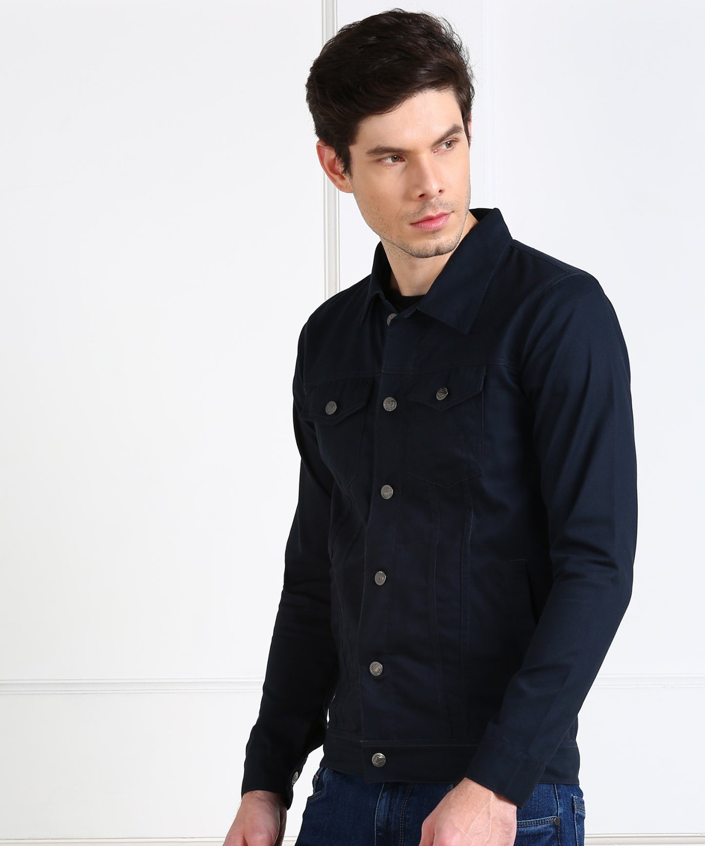 Classic Navy Blue Denim Jacket for Men