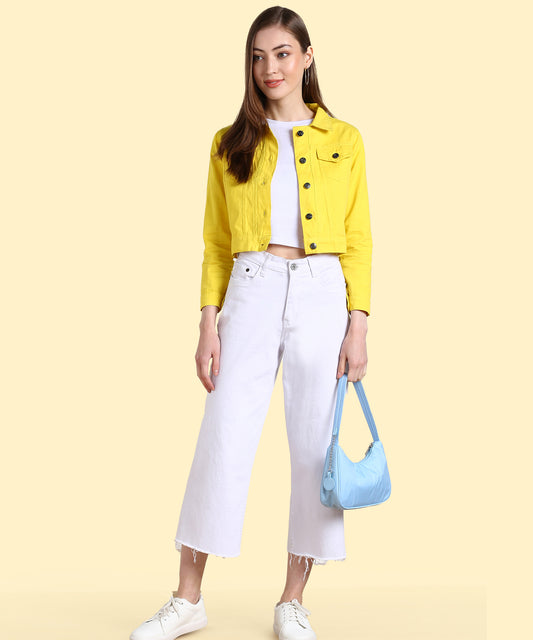 Radiant Radiant Neon Yellow Cropped Jacket for Women