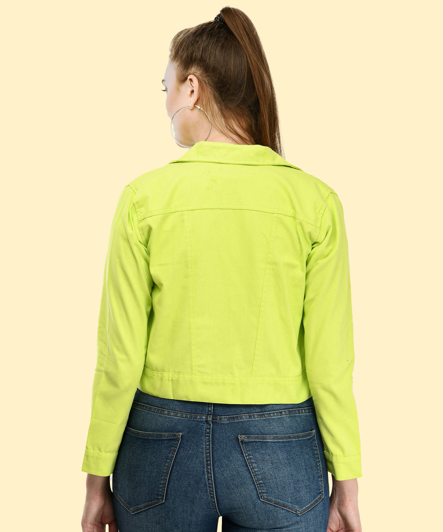 Radiant Edge – Women’s Neon Green Cropped Jacket