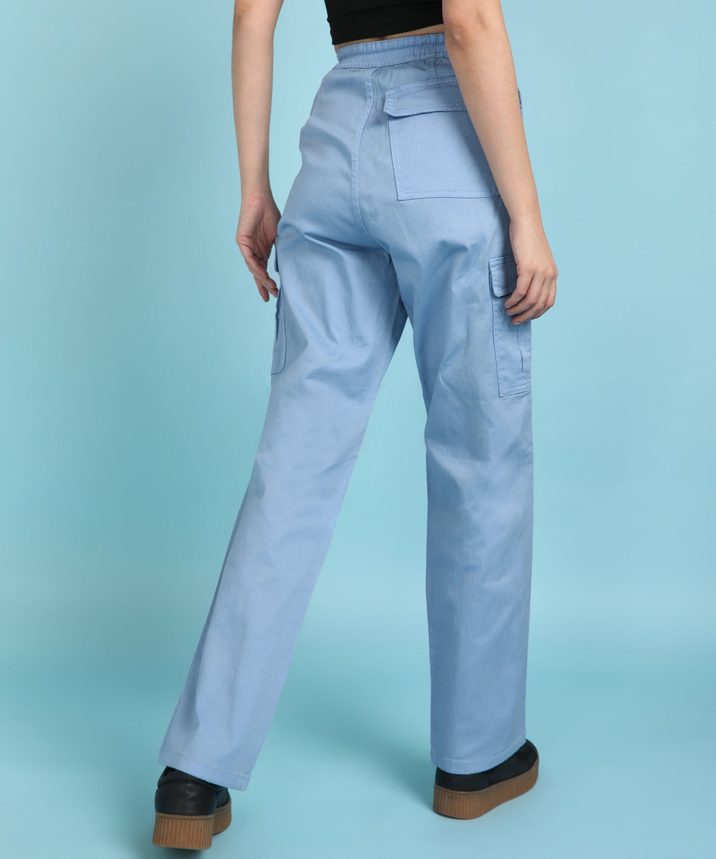 Serenity in Style: Women’s Sky Blue Cargo Pants