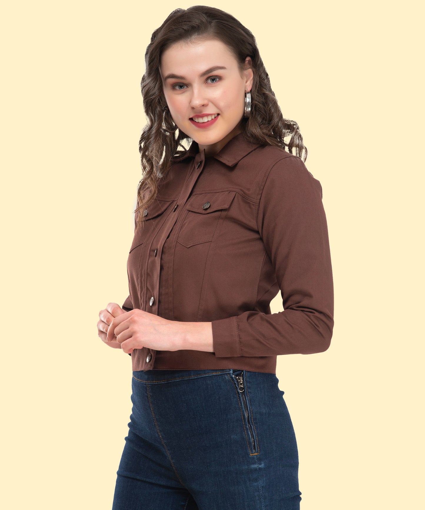 Classic Brown Cropped Jacket – Timeless Elegance with a Modern Edge
