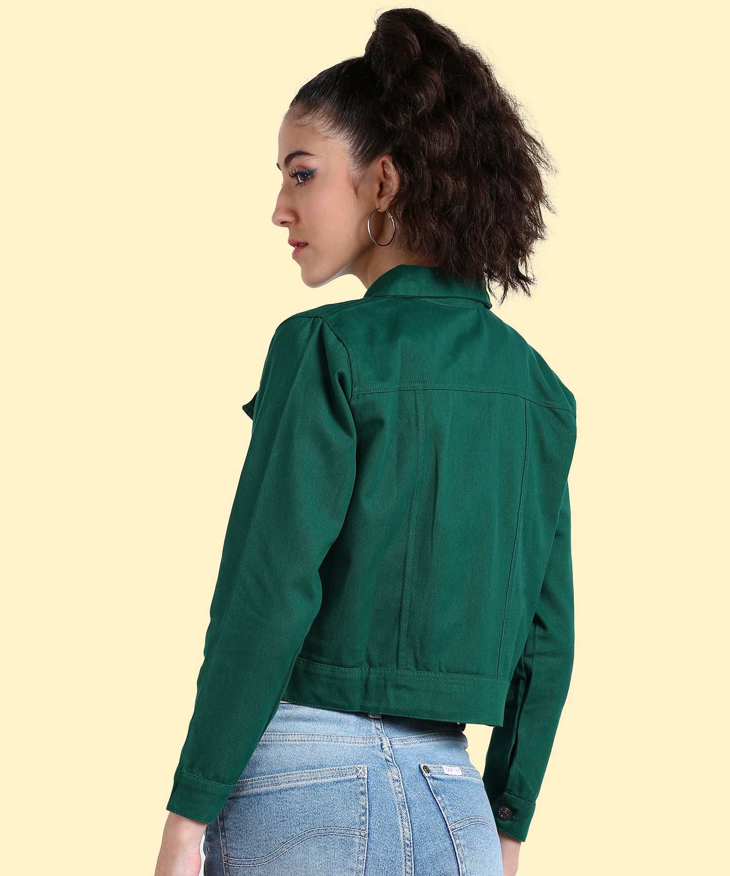 Bottle Green Cropped Jacket – Bold, Sleek & Effortlessly