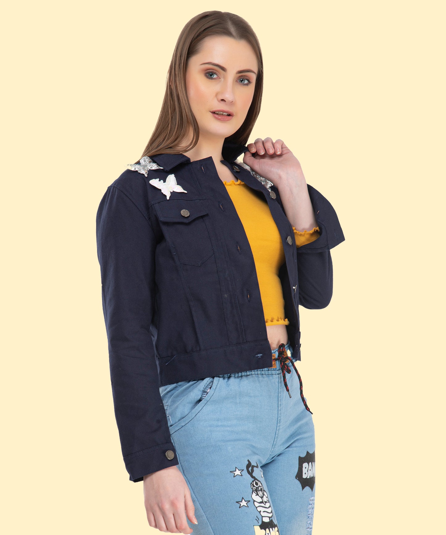 "Add a Touch of Magic with This Butterfly Blue Jacket"