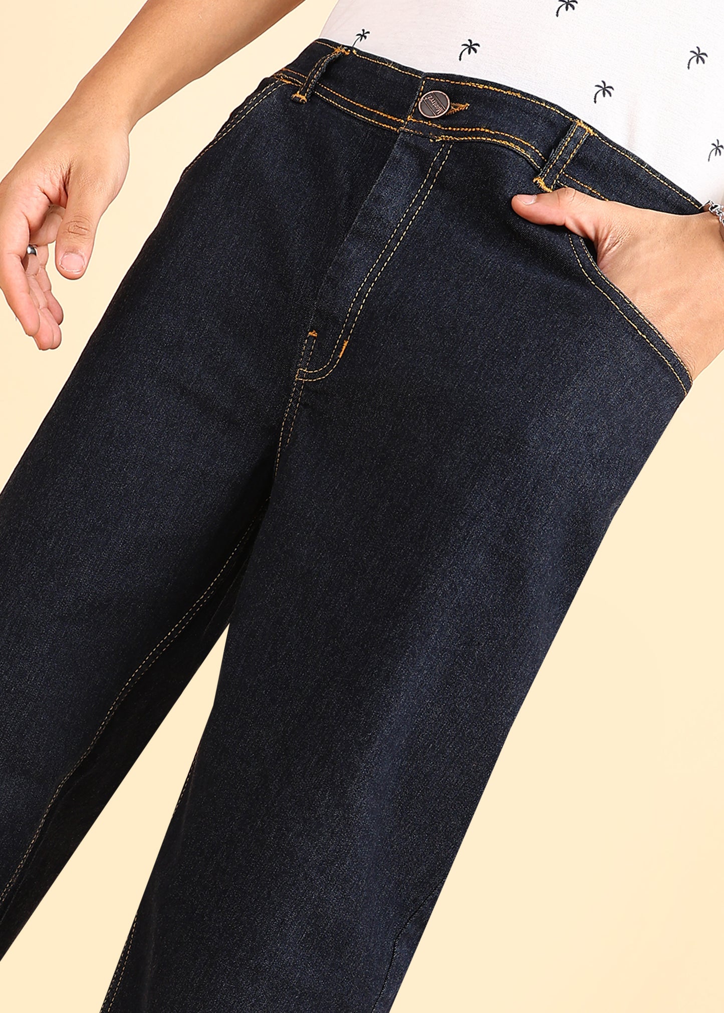 Men's Black Wide-Leg Denim Jeans