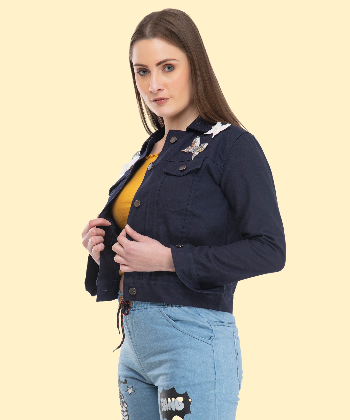 "Add a Touch of Magic with This Butterfly Blue Jacket"