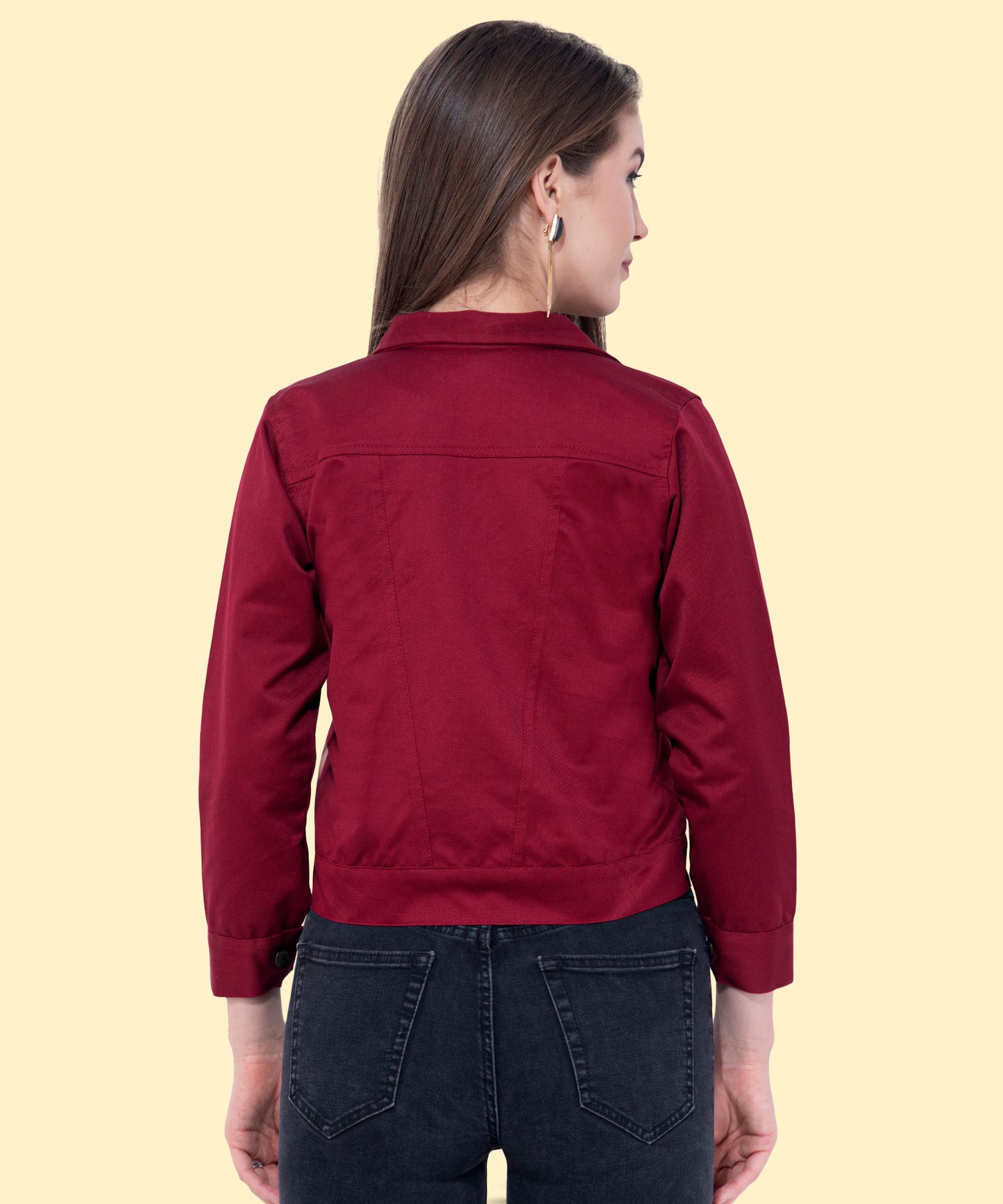 Women's Maroon Cropped Jacket – Bold Elegance with a Modern Touch
