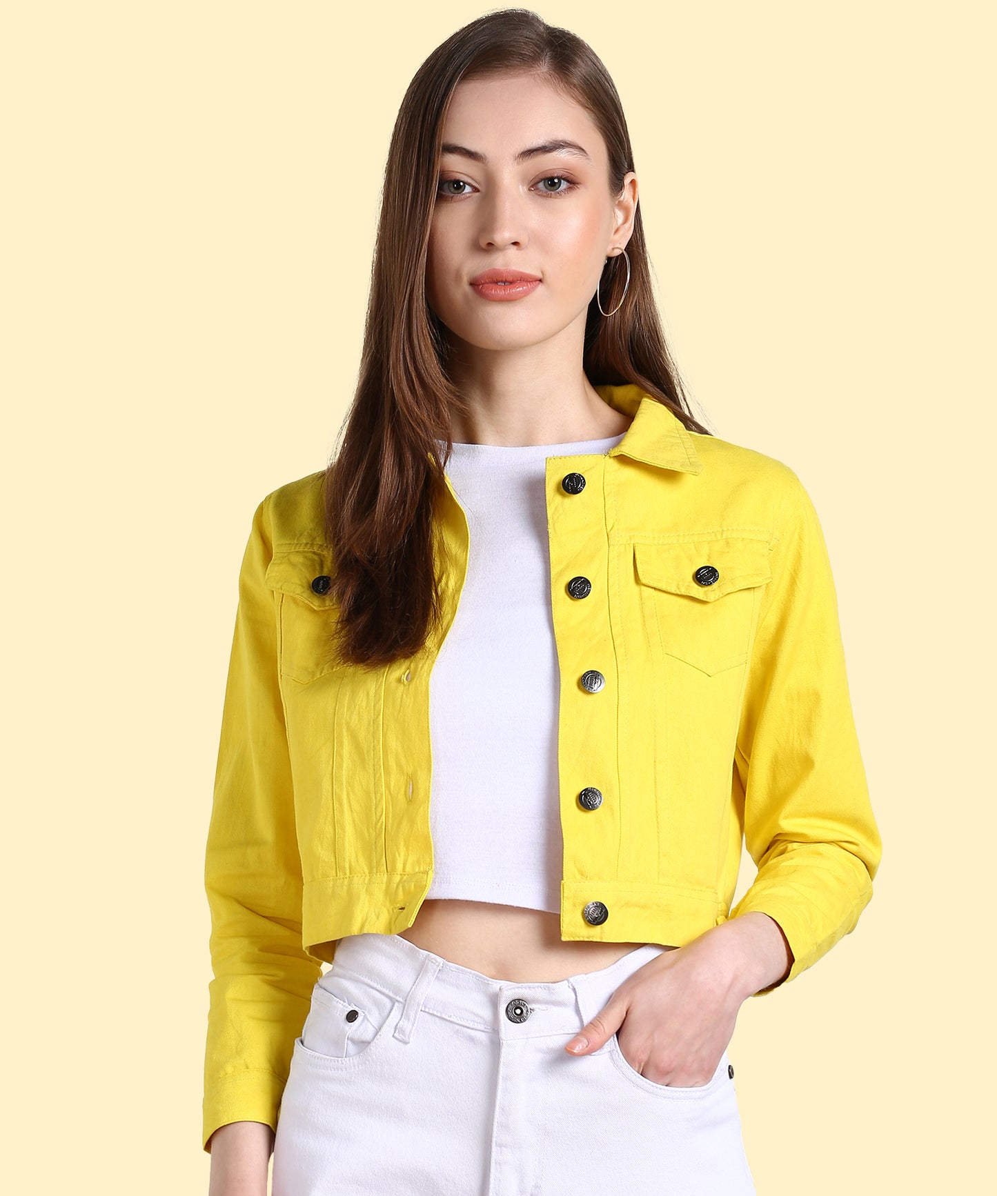 Radiant Radiant Neon Yellow Cropped Jacket for Women