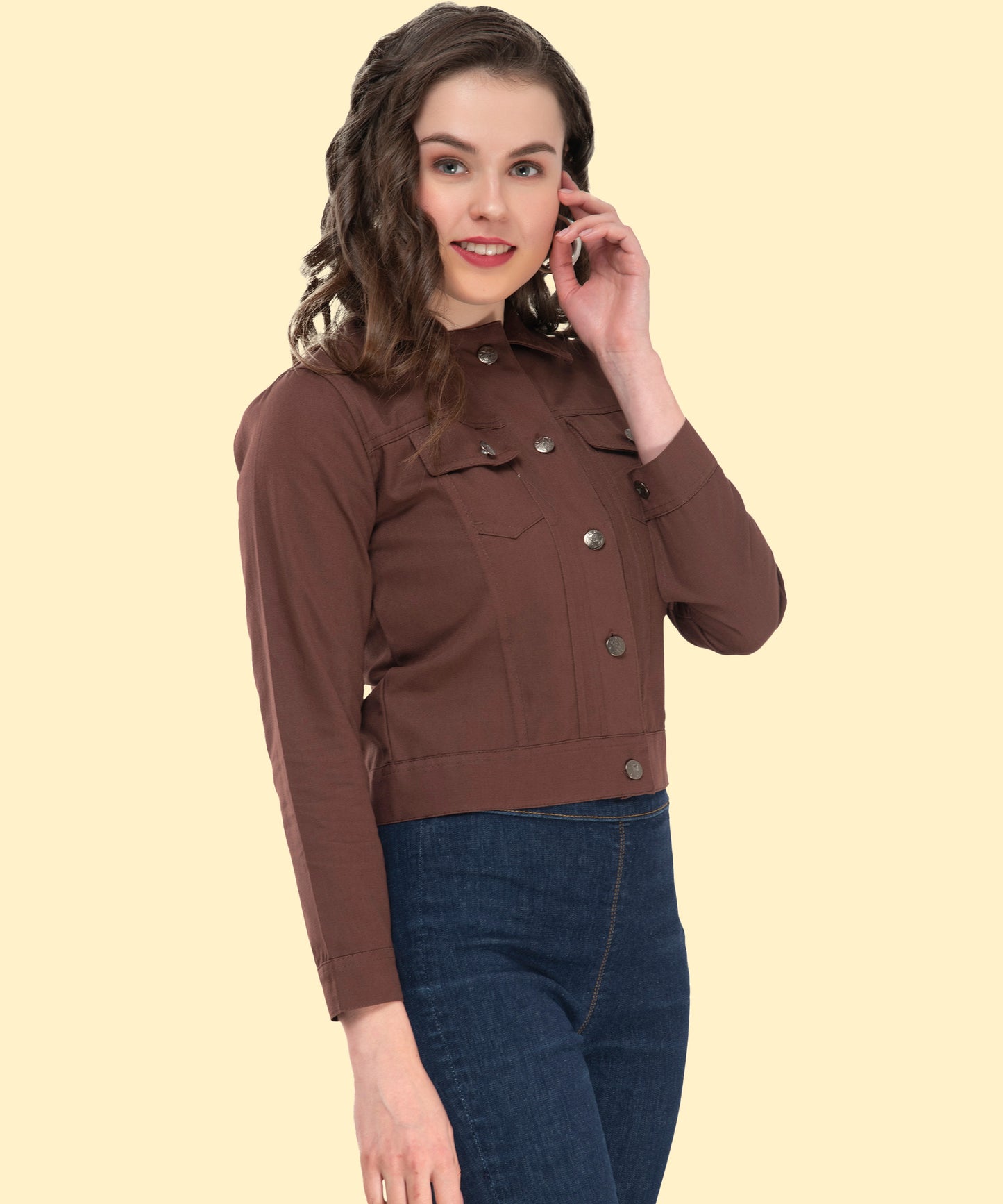 Classic Brown Cropped Jacket – Timeless Elegance with a Modern Edge