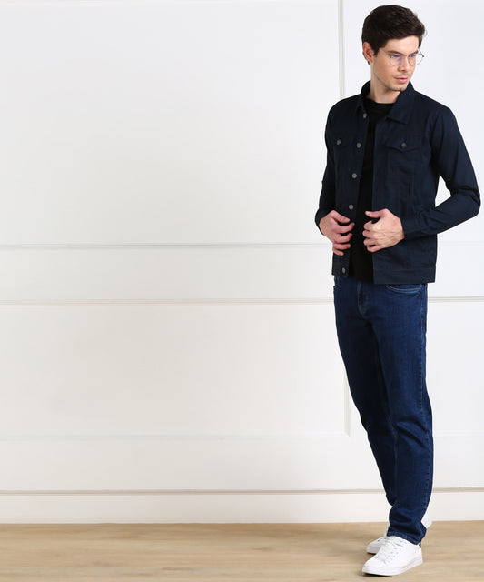 Classic Navy Blue Denim Jacket for Men