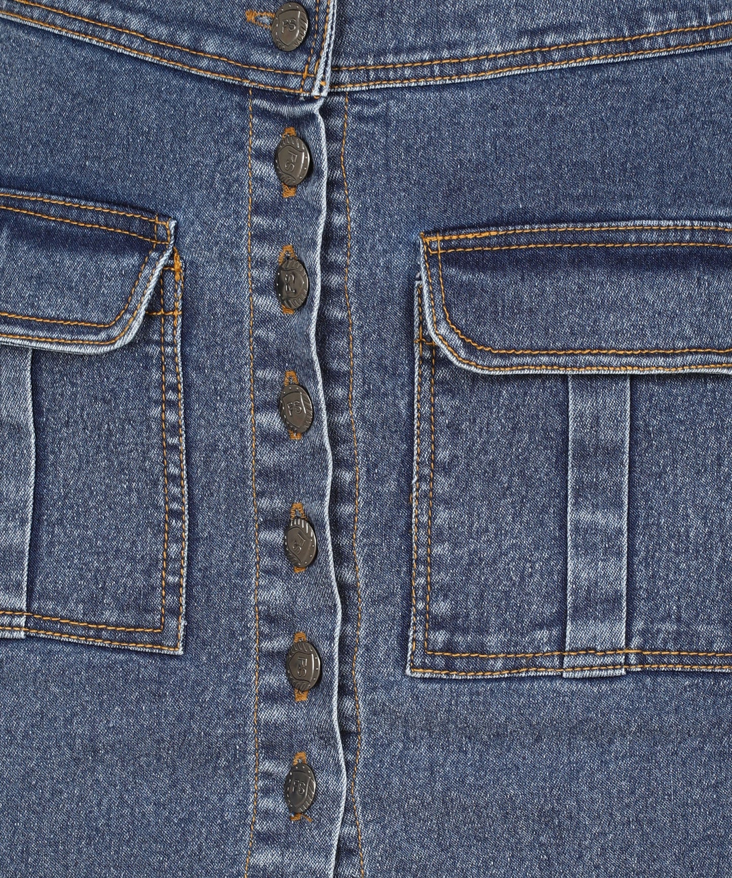 Cloud Blue Charm: The Pocket-Front Denim Skirt
