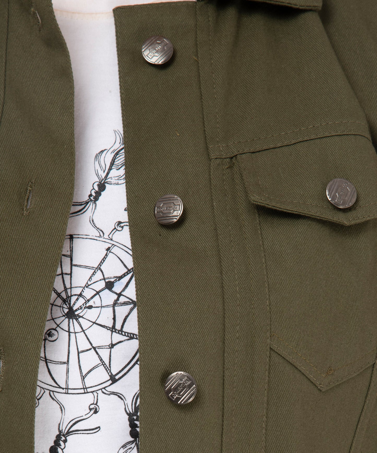 Timeless Olive Green Elegance – Women’s Buttoned Jacket