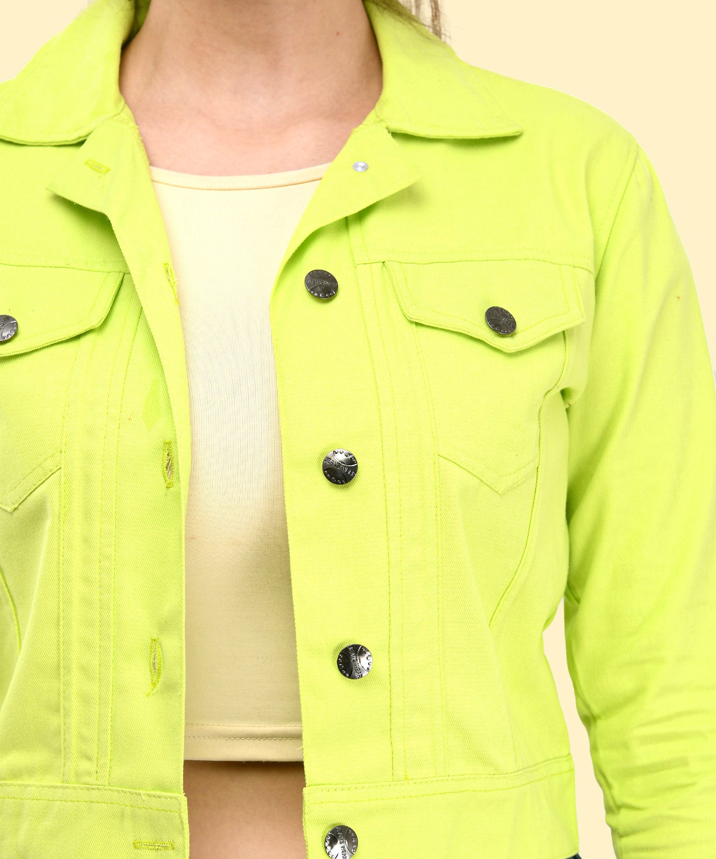 Radiant Edge – Women’s Neon Green Cropped Jacket