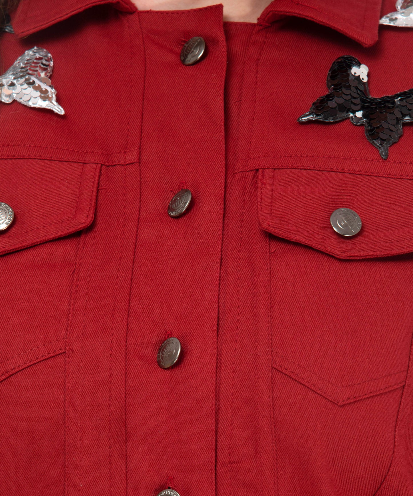 Maroon Butterfly Charm Cropped Jacket – Where Elegance Meets Modern