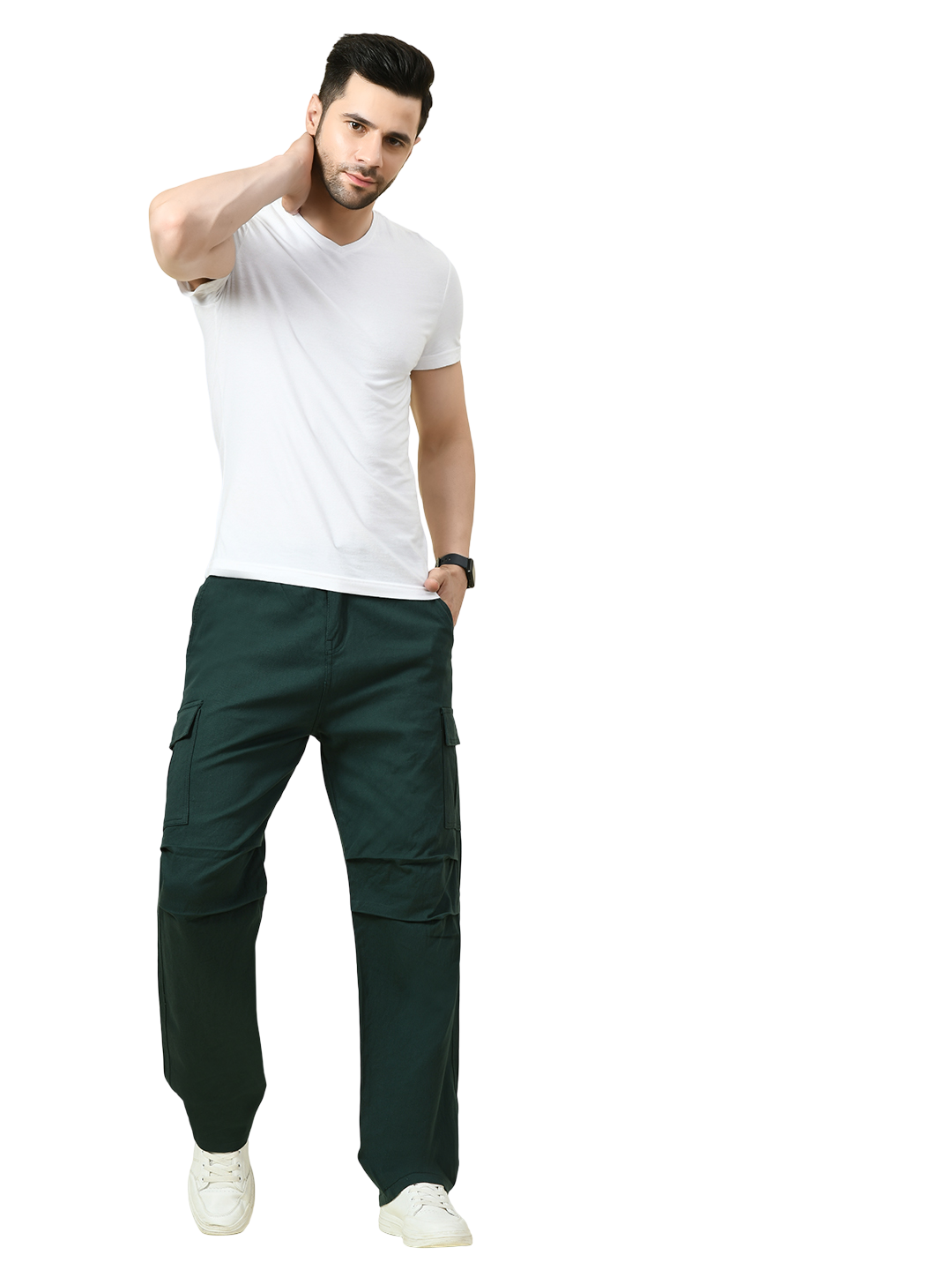 Men’s Bottle Green Cargo – Timeless Style with Functional Comfort