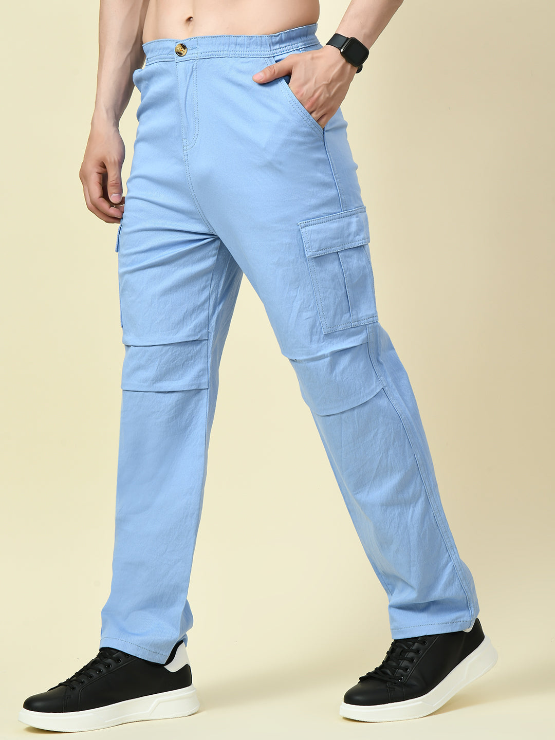 Men’s Sky Blue Cargo Pants – Fresh, Functional & Fashionable
