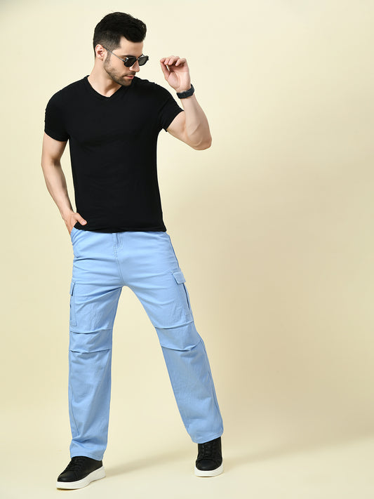 Men’s Sky Blue Cargo Pants – Fresh, Functional & Fashionable