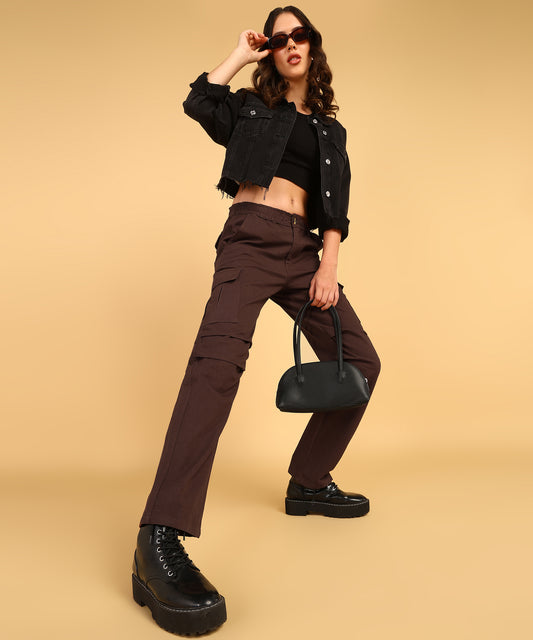 Timeless Elegance in Women's Brown Cargo Pants