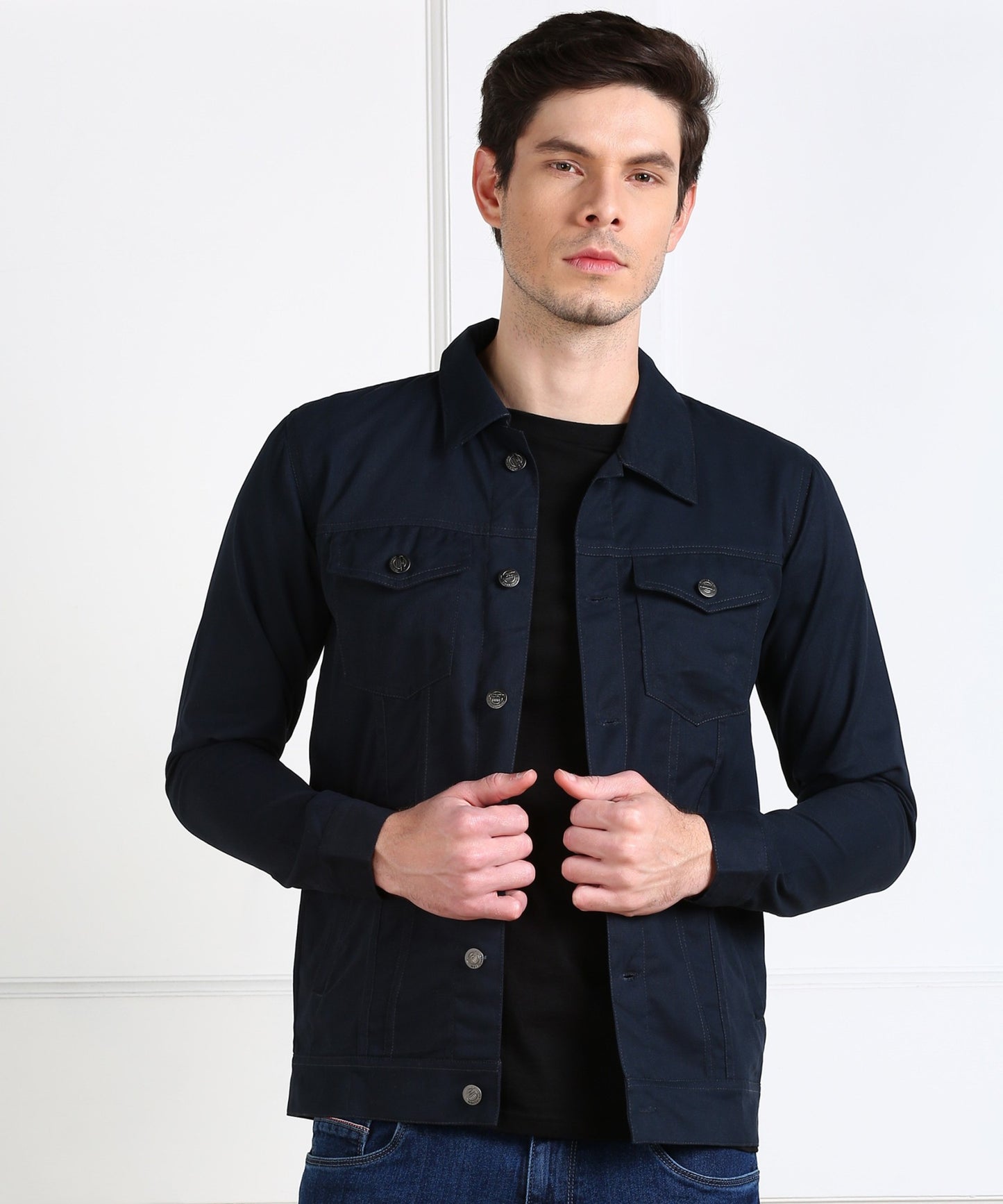 Classic Navy Blue Denim Jacket for Men