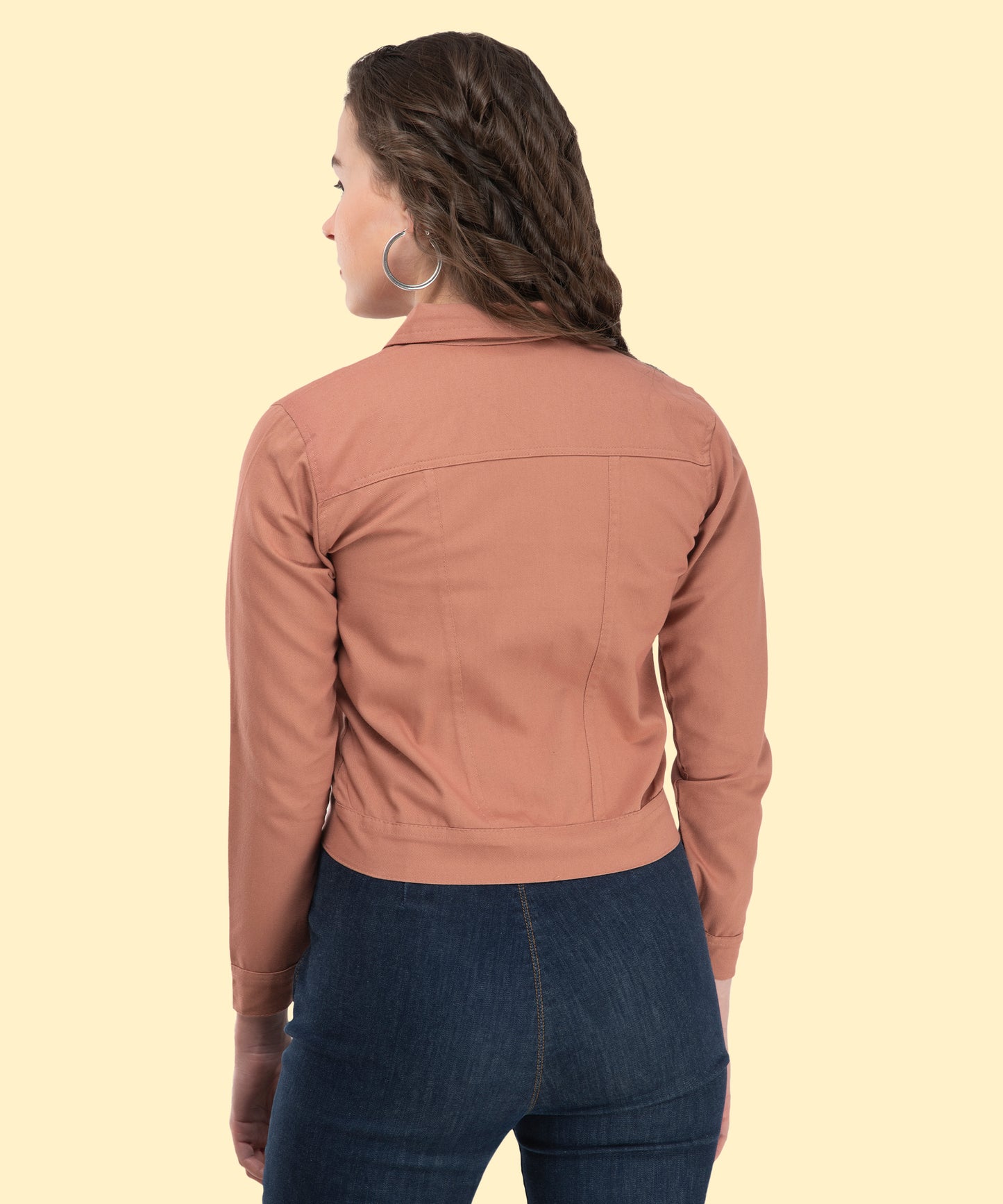 Rust Elegance: A Cropped Jacket with Butterfly Grace[w]