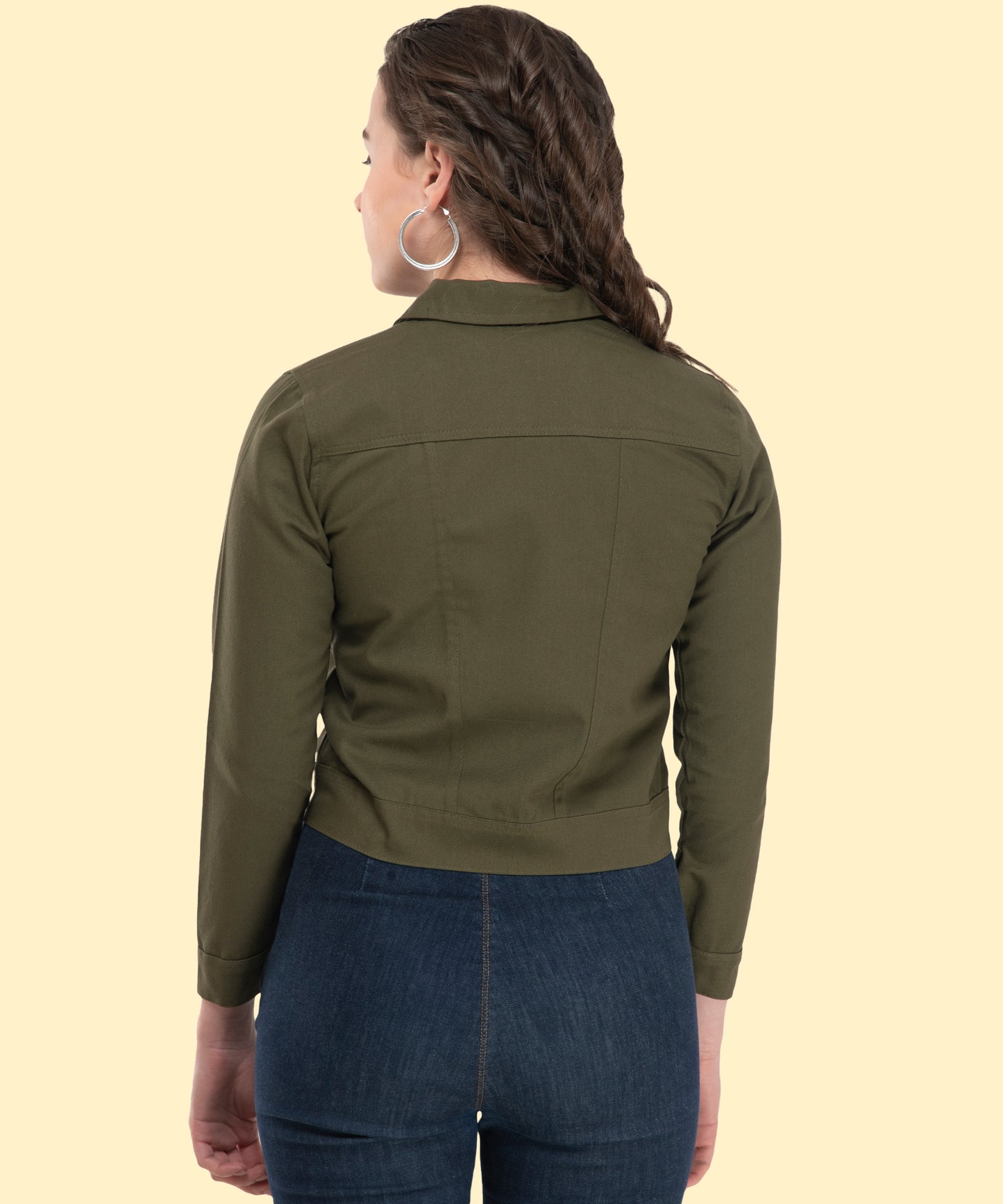 Timeless Olive Green Elegance – Women’s Buttoned Jacket
