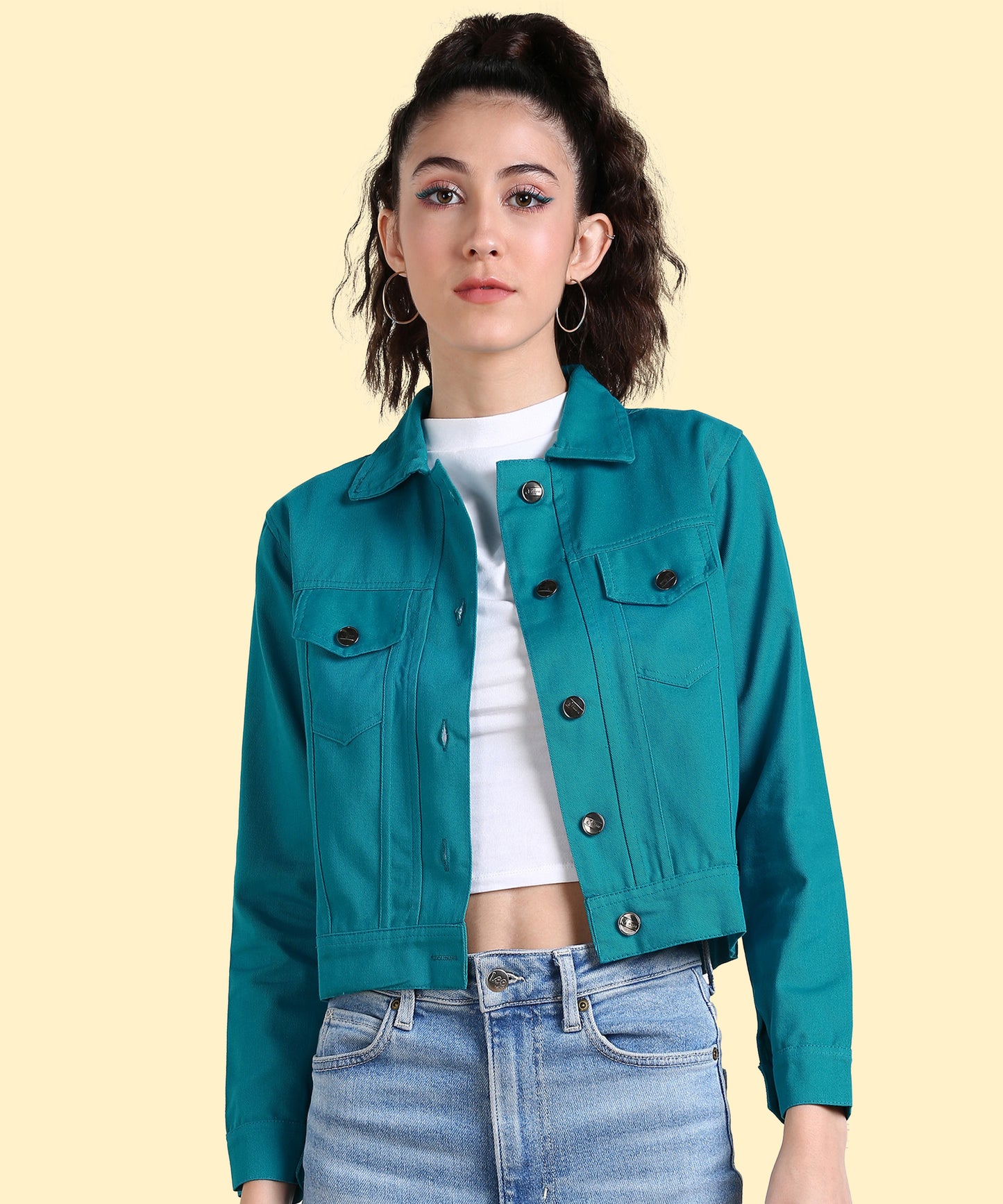 Timeless Elegance: Women’s Turquoise Buttoned Jacket