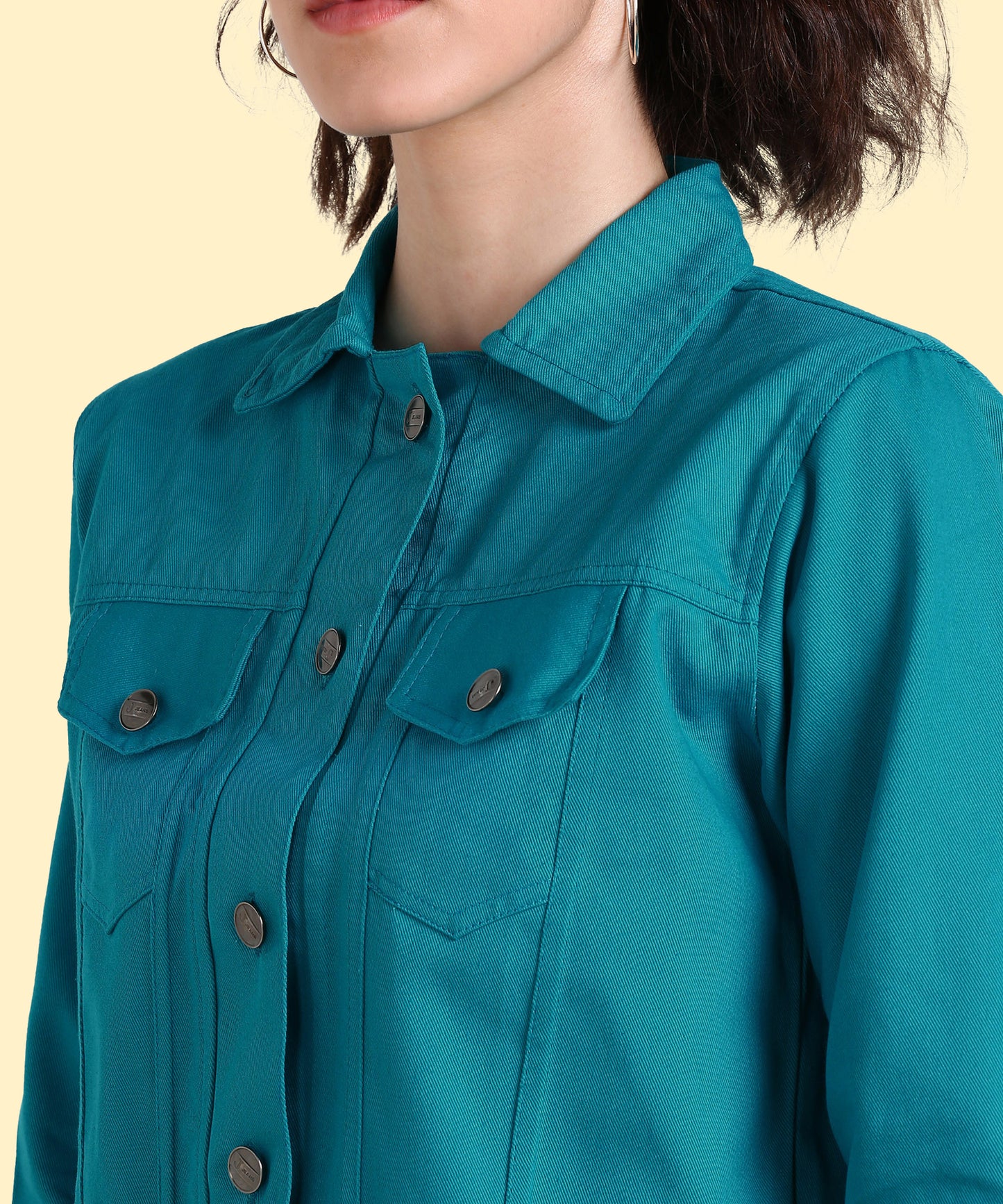 Timeless Elegance: Women’s Turquoise Buttoned Jacket
