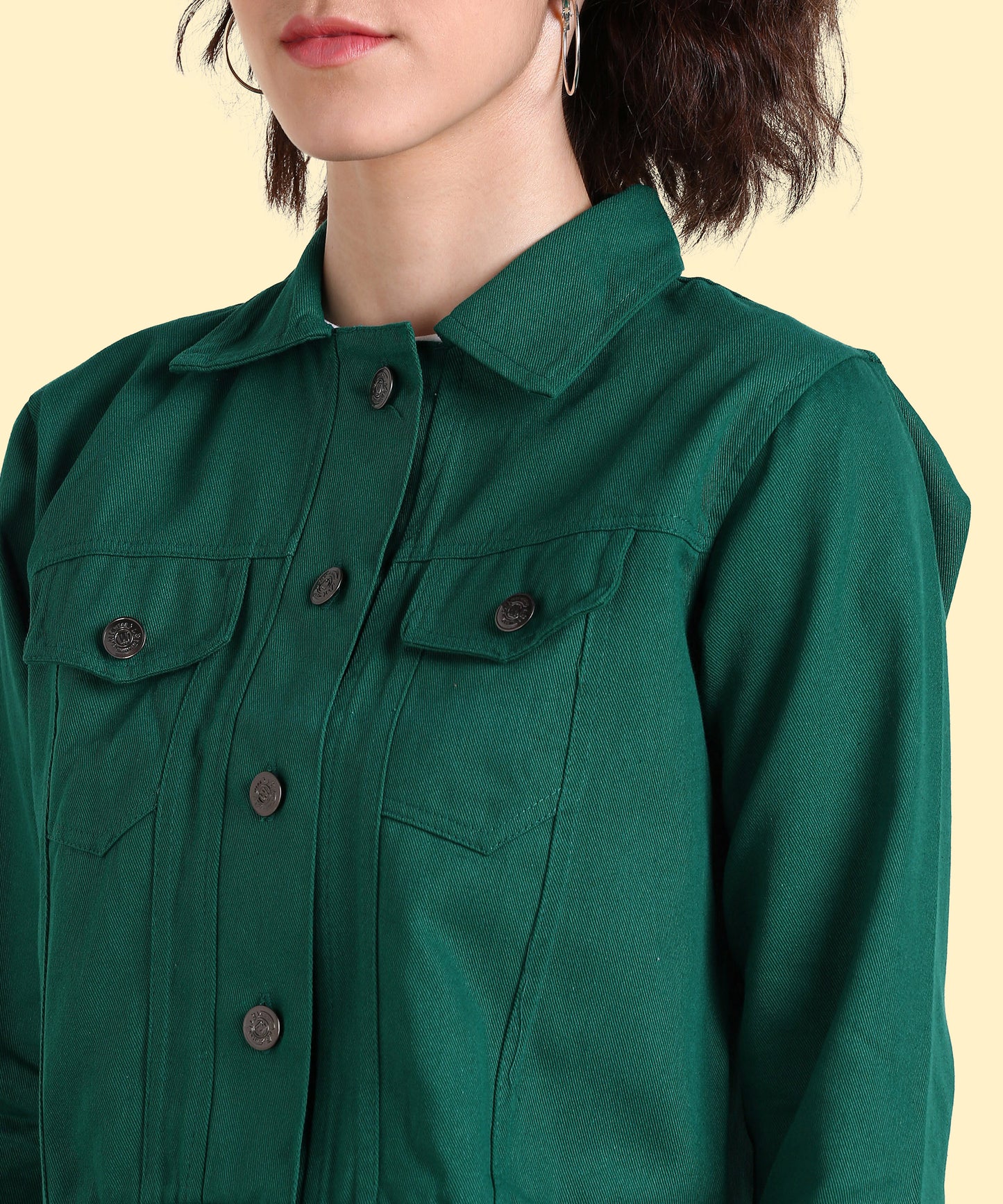 Bottle Green Cropped Jacket – Bold, Sleek & Effortlessly
