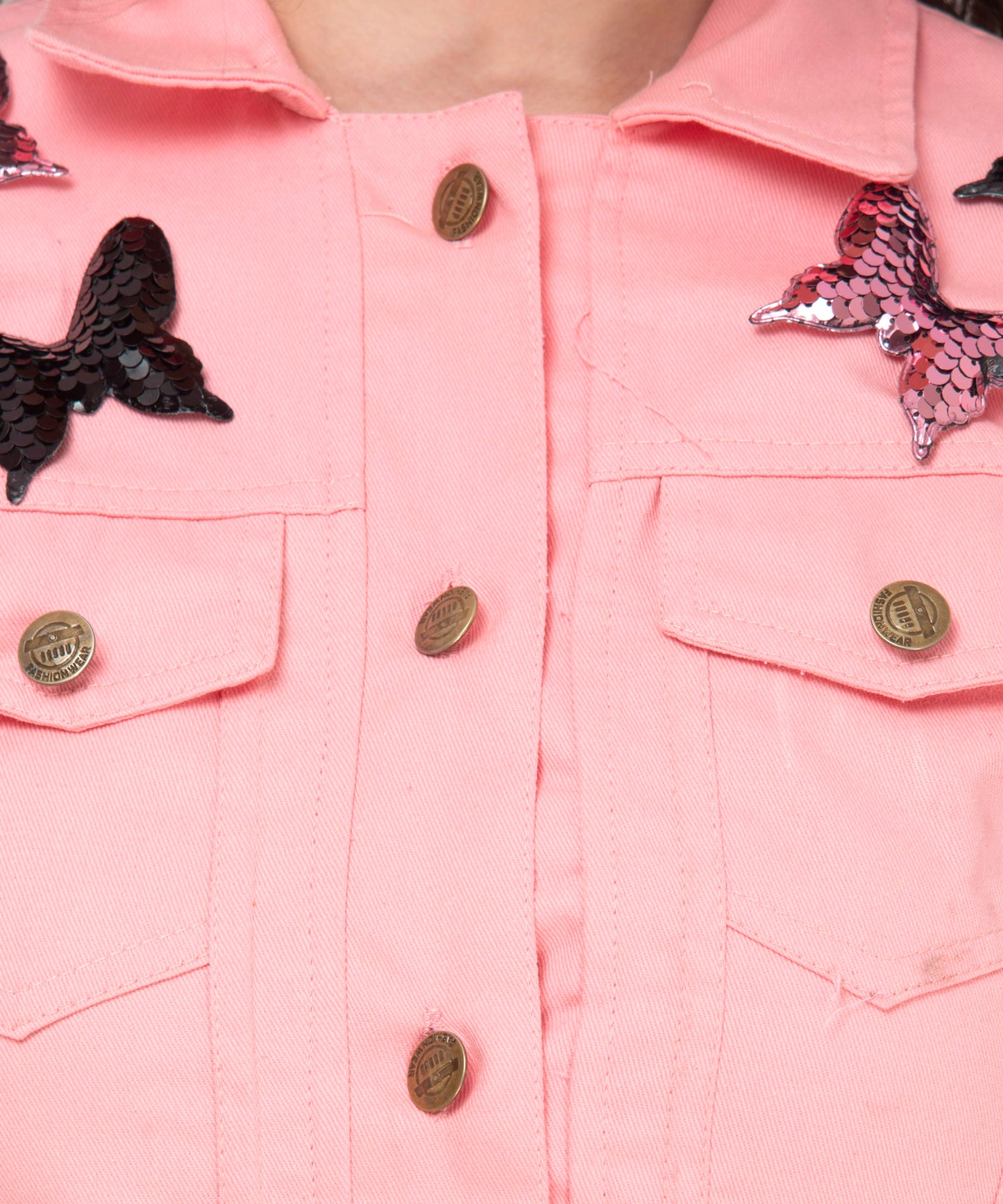 Stylish Light Pink Casual Denim-Style Jacket