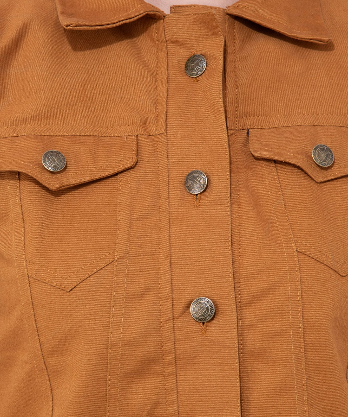 Women’s Tan Yellow Cropped Buttoned Jacket – Stylish Layering Essential
